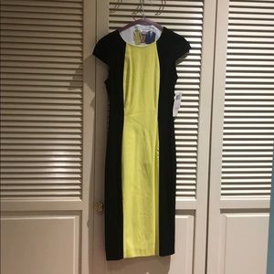 Yellow and black striped fitted dress